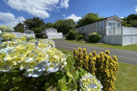 Modern luxury caravans in a rural setting near Perranporth beach