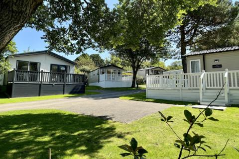 lodges and static caravans with decking area