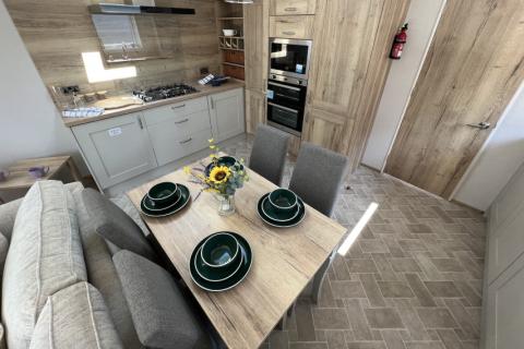 dining area and kitchen in the lodge