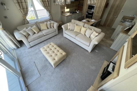 Dining area to kitchen with balcony