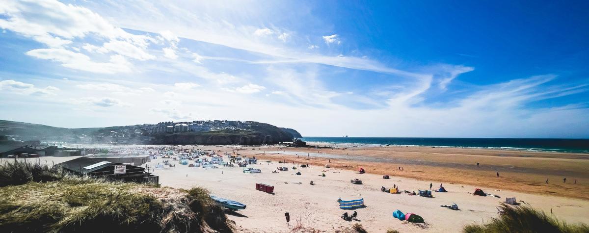 Perranporth beach in the summer