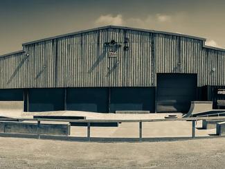 Outside of the skate park interior